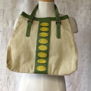 Gabriela Vlad Handbag Green Canvas Tote Shoulder